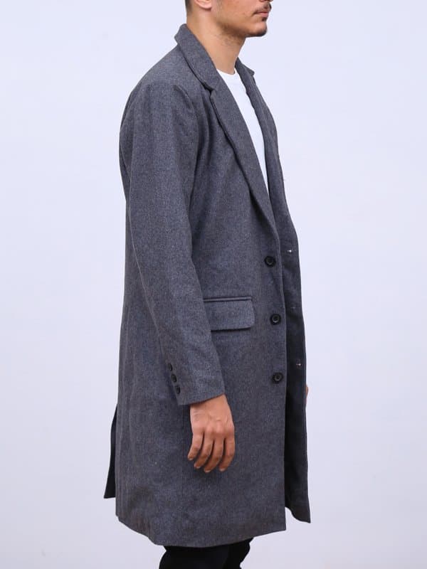 Drake Grey Wool Single Breasted Coat thumbnail 3
