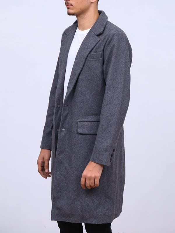 Drake Grey Wool Single Breasted Coat thumbnail 4