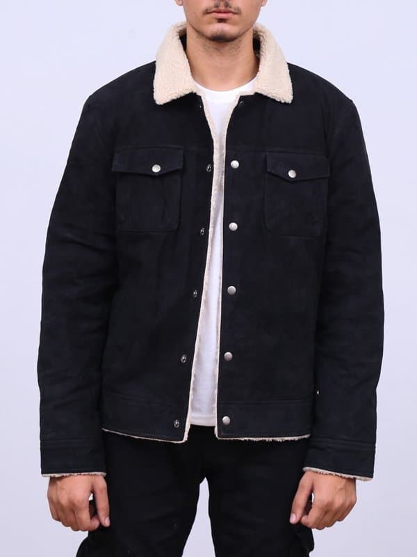 Essential Sherpa Trucker Black Jacket