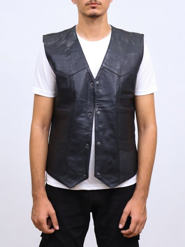 Auden Black Leather Vest