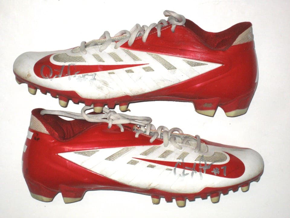 Quron Pratt Rutgers Scarlet Knights Game Worn & Signed Red & White Nike Cleats