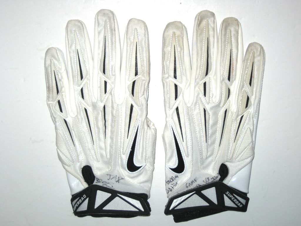 AJ Francis Miami Dolphins Game Worn & Signed White & Black Nike Superbad XXL Gloves – Worn Vs Jacksonville Jaguars, 1 QB Hit & 2 Tackles!!!