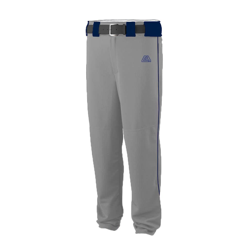 CA Stock Baseball Pants – Warm Grey with Navy Piping and Belt Loops