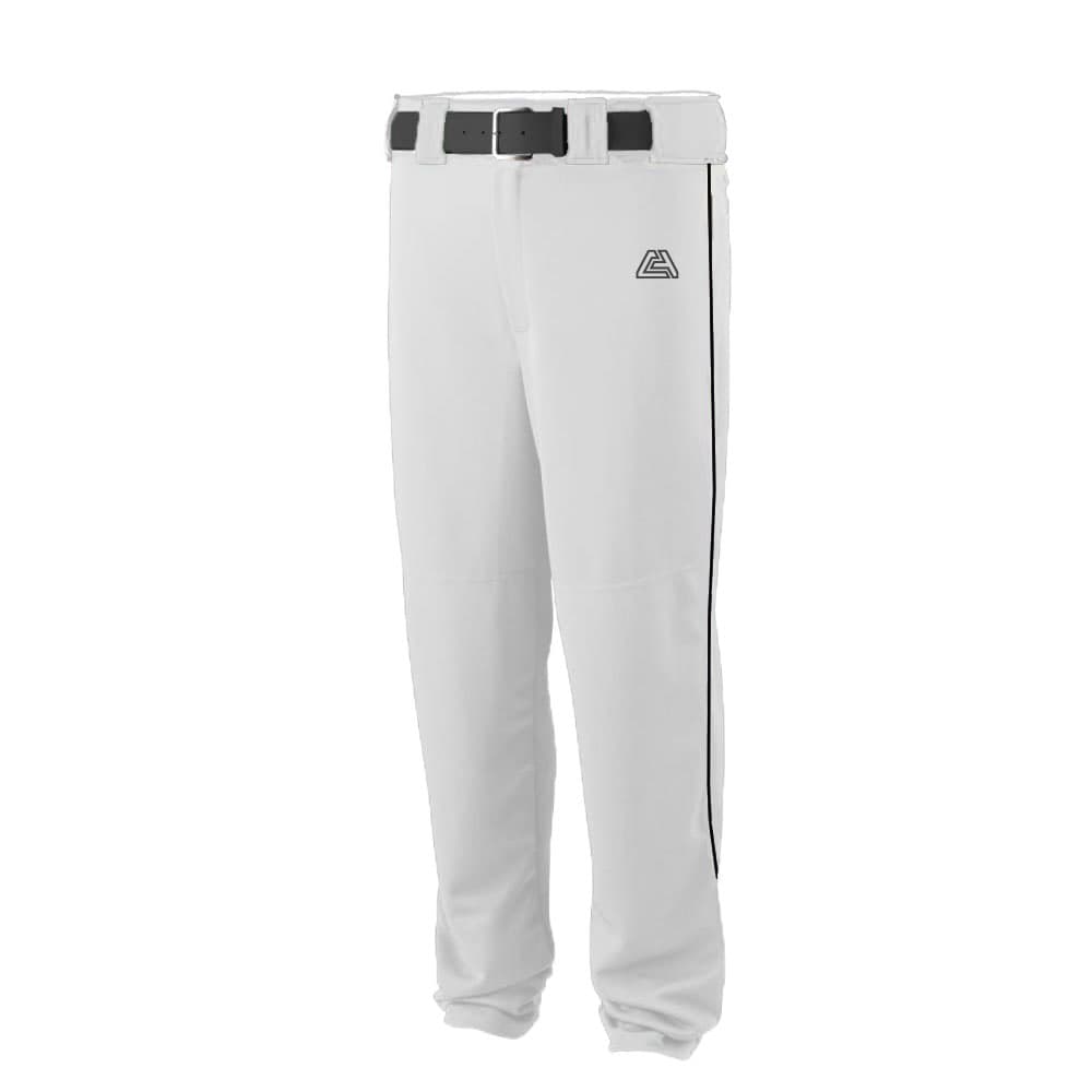 CA Stock Baseball Pants – White with Black Piping