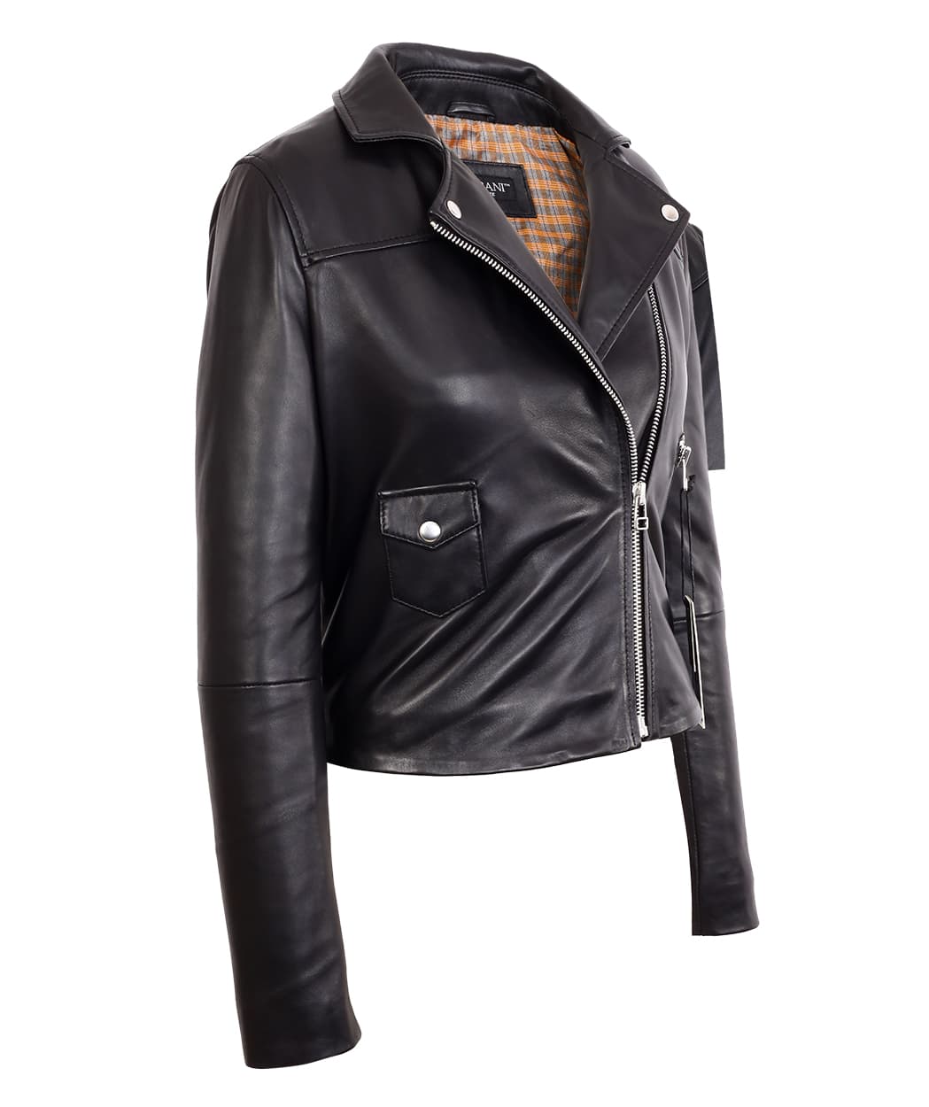 Womens Black Asymmetrical Bomber Lambskin Real Leather Jacket