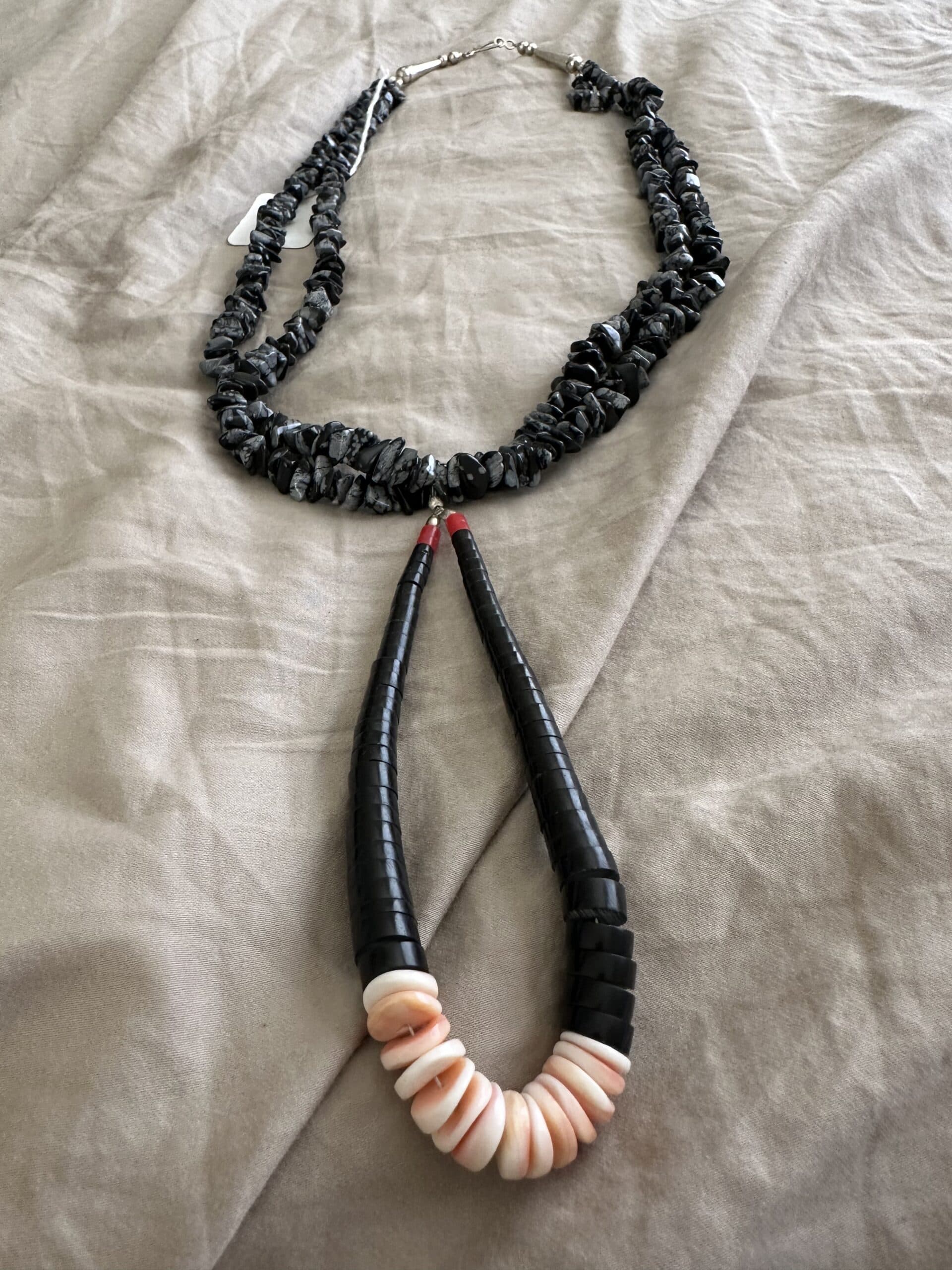 Necklace Two Strand Obsidian With a Jakla thumbnail 4