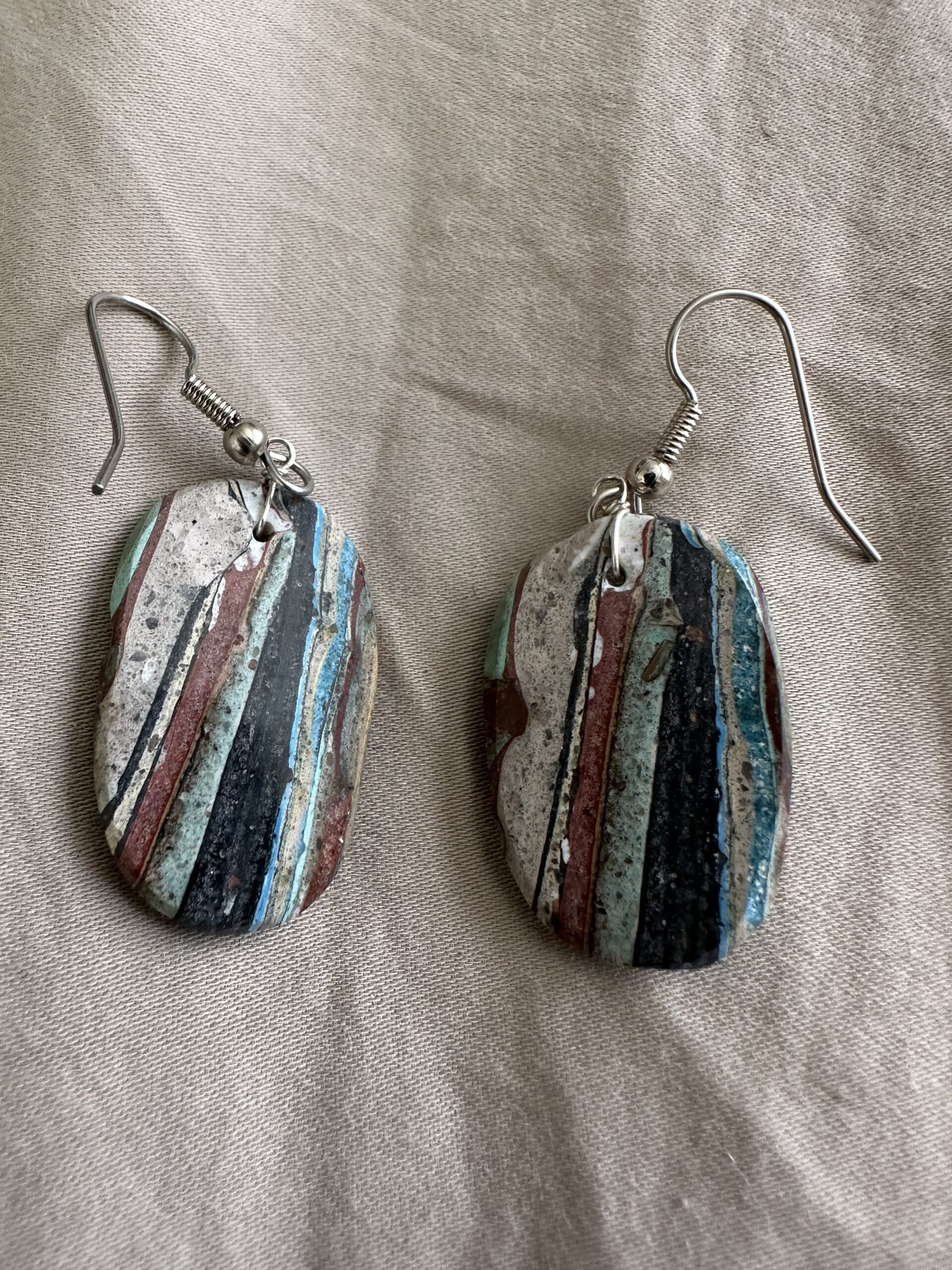 Earrings Rainbow Silica Oval