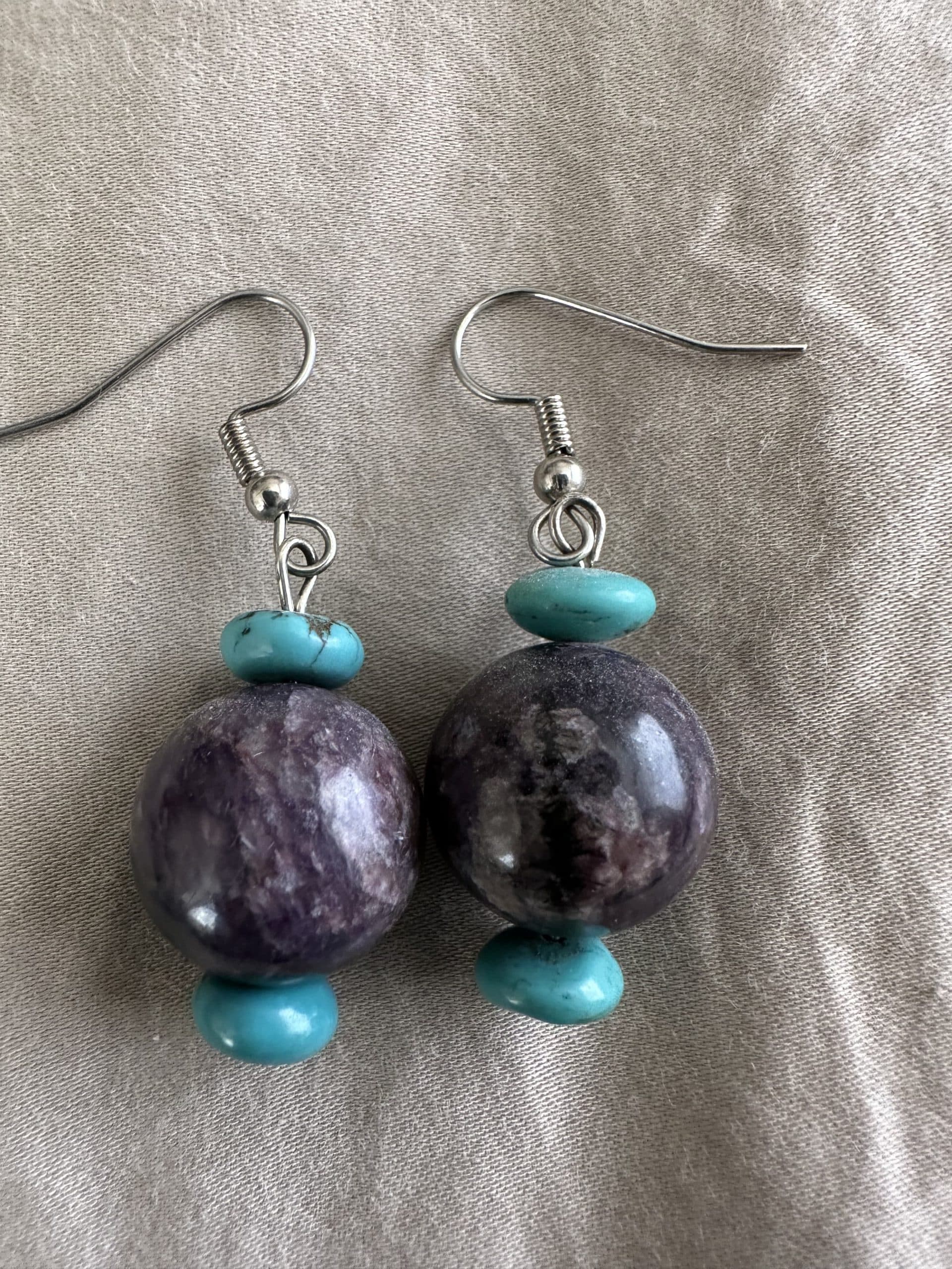 Earrings Charoite and Turquoise