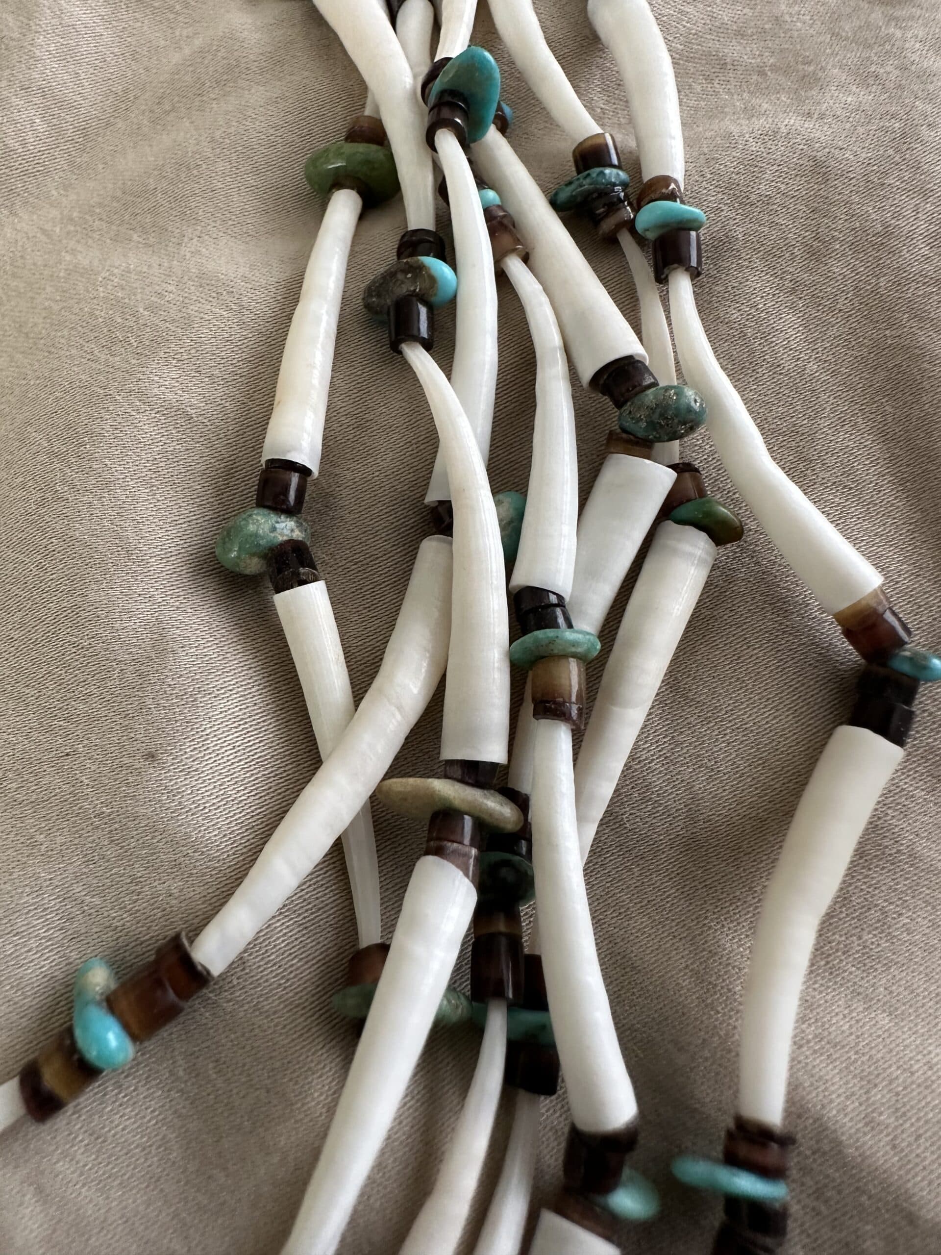 Necklace Seven Strand Dentalium Shell Turquoise thumbnail 2