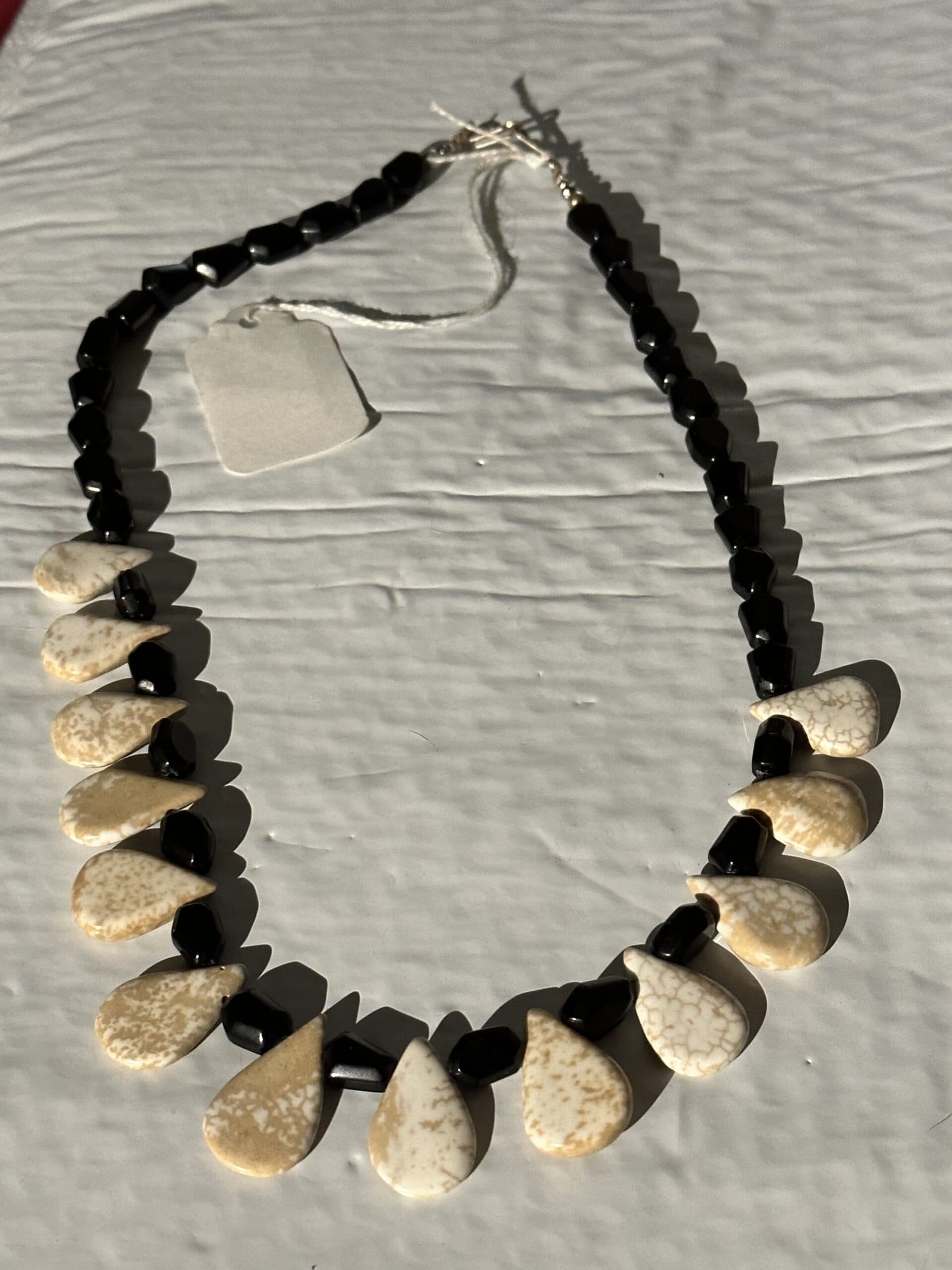 Necklace Onyx Howlite Teardrop