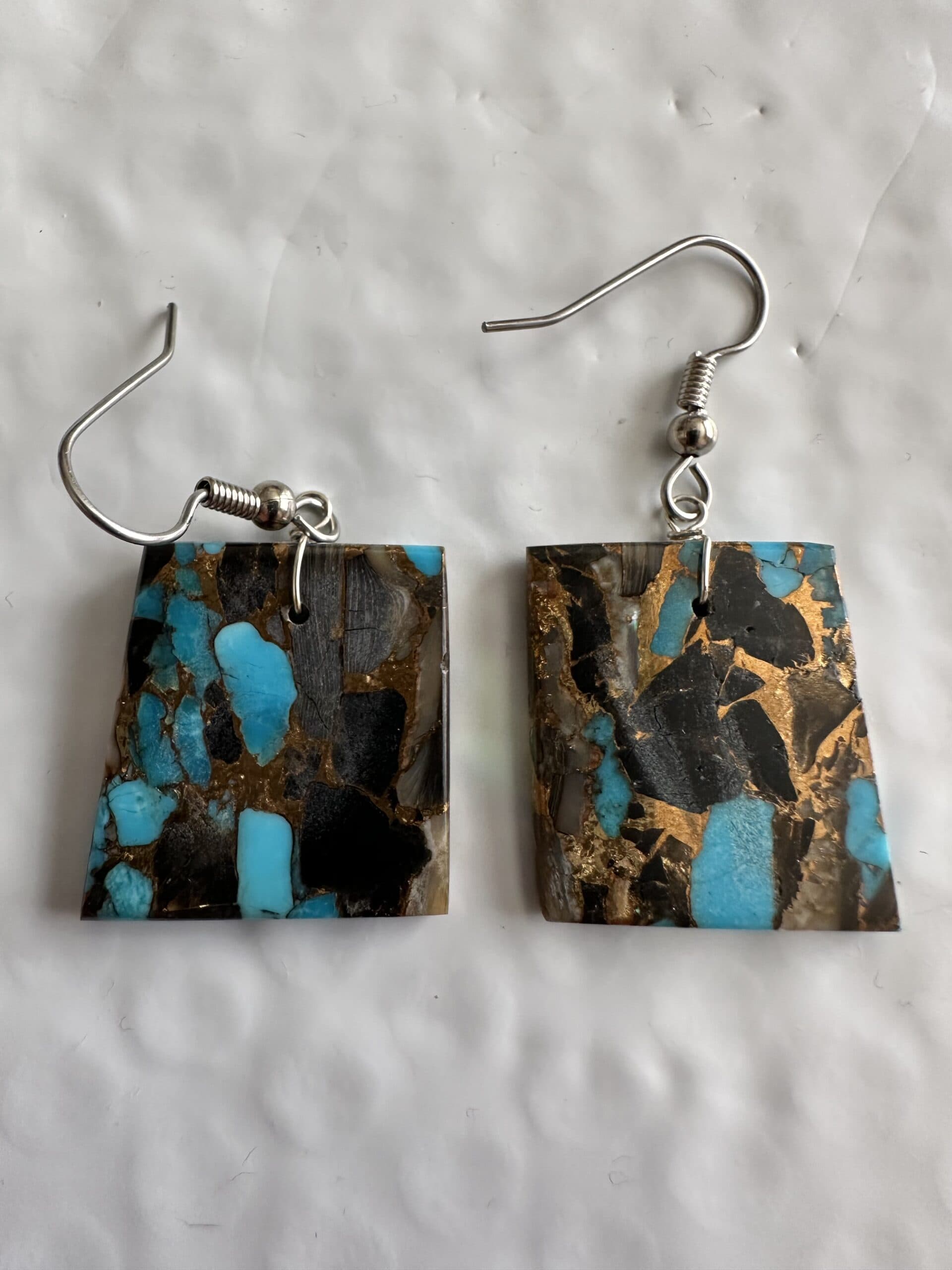 Earrings Turquoise, Obsidian, & Abalone thumbnail 2