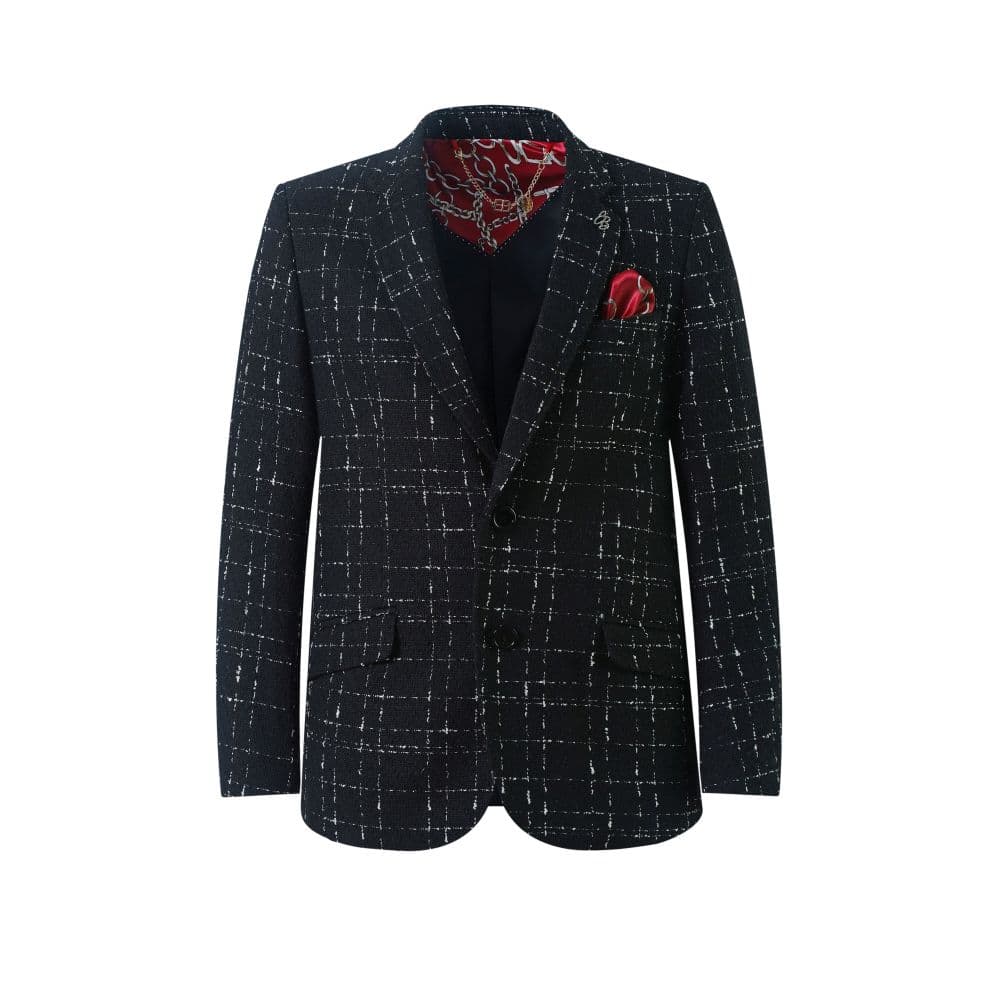 Slim Fit Windowpane Blazers Sports Coat for Boys thumbnail 4