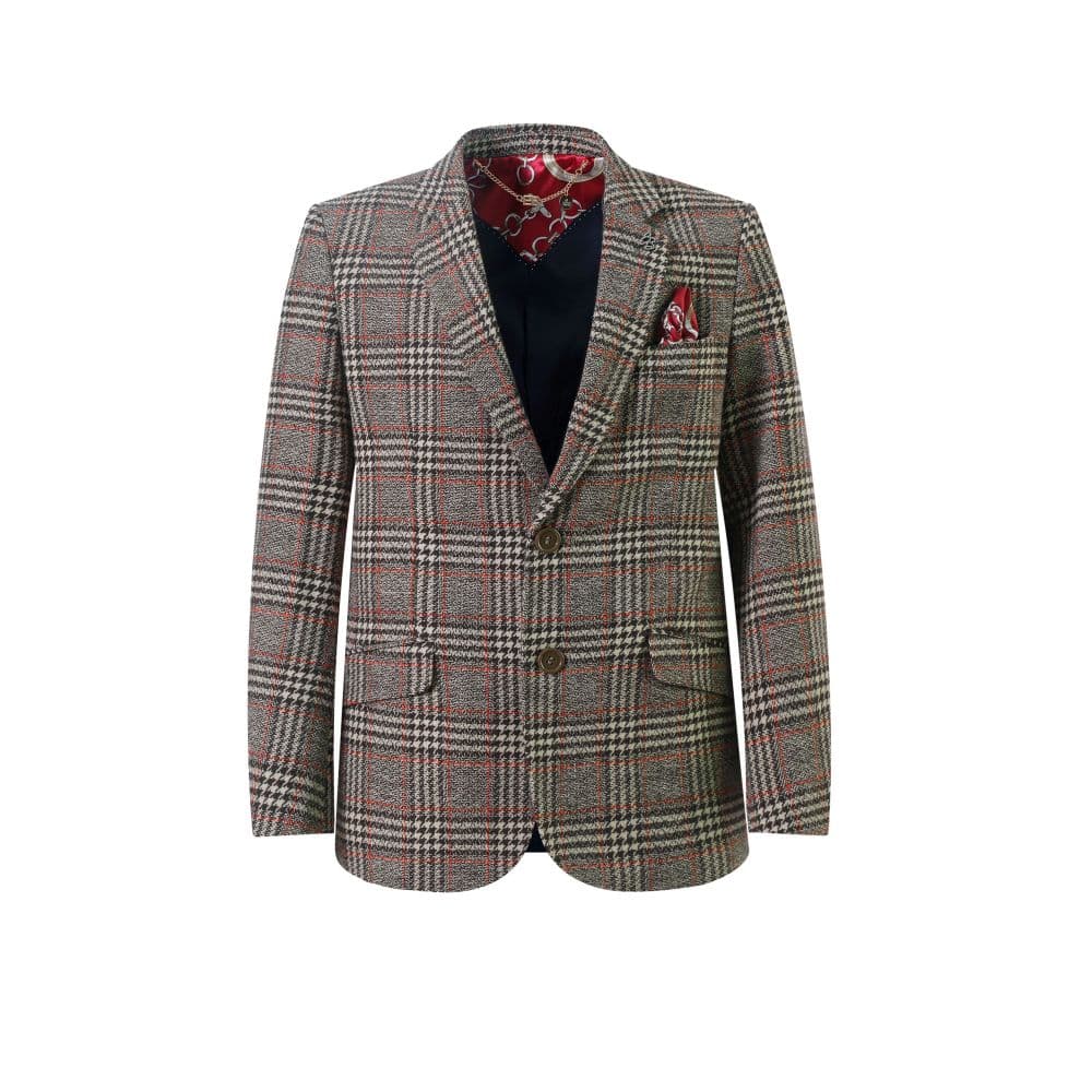 Slim Fit Windowpane Blazers Sports Coat Jacket for Boys thumbnail 4