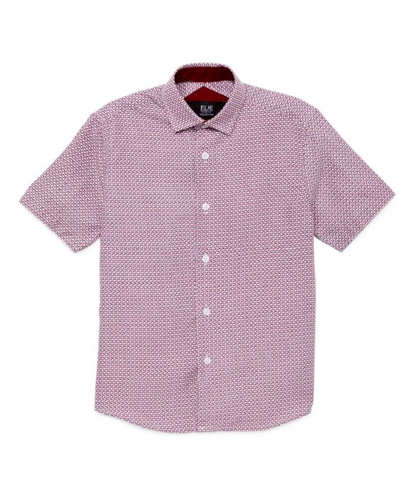 Red Printed Short Sleeve Shirt for Men