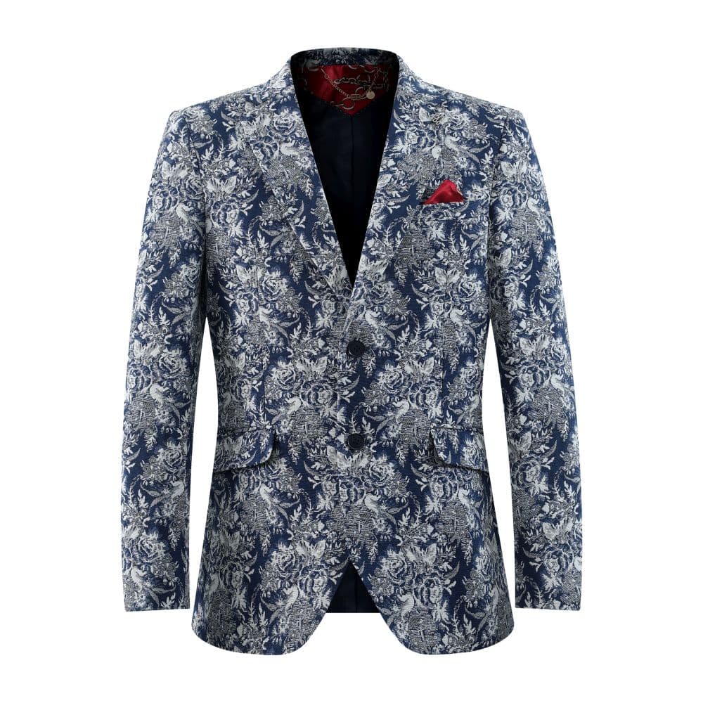 Men’s Floral Brocade Blazer Sports Coat Jacket