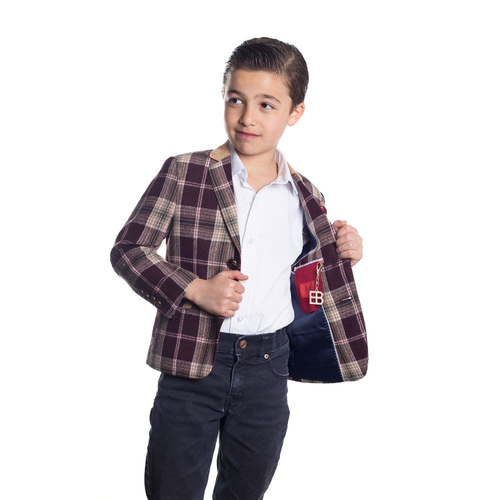 Elie Balleh Boys Plaid Blazer Sports Coat Jacket