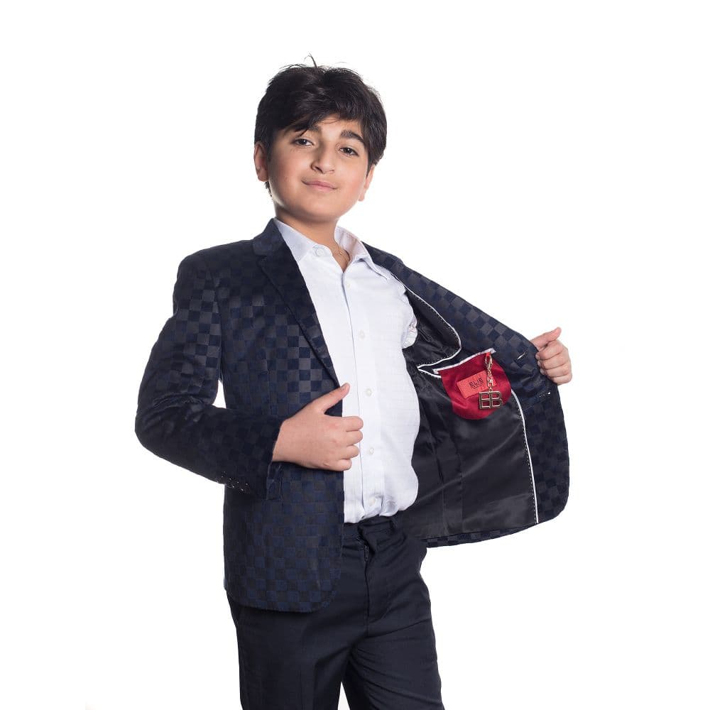 Elie Balleh Boy’s Gingham Blazer: Classic Style, Modern Fit thumbnail 2