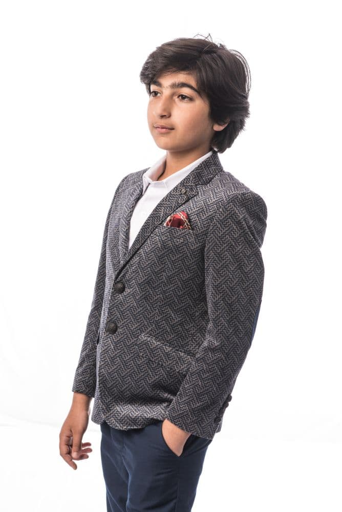 Elie Balleh Boy’s Printed Velvet Blazer: Luxurious Style thumbnail 2