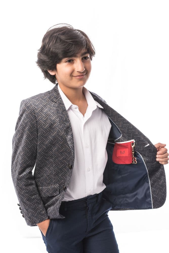 Elie Balleh Boy’s Printed Velvet Blazer: Luxurious Style thumbnail 3