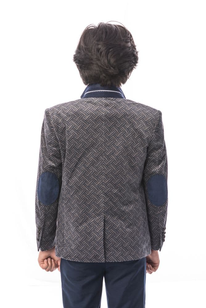 Elie Balleh Boy’s Printed Velvet Blazer: Luxurious Style thumbnail 4