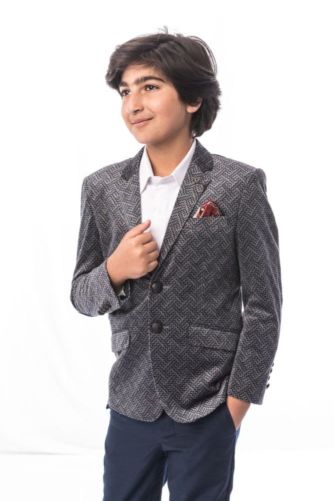 Elie Balleh Boy’s Printed Velvet Blazer: Luxurious Style
