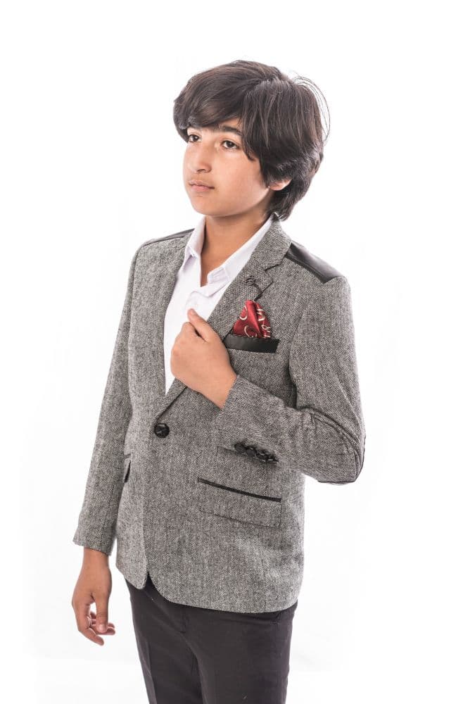 Elie Balleh Boys’ Tweed & Faux Leather Blazer