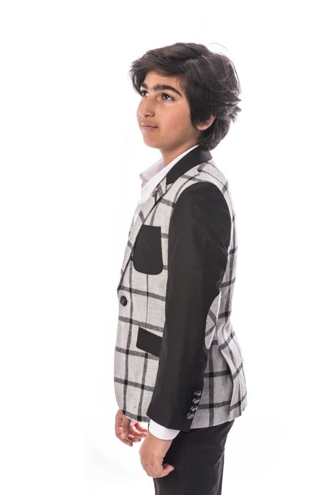 Elie Balleh Boys’ Windowpane Plaid Blazer thumbnail 2