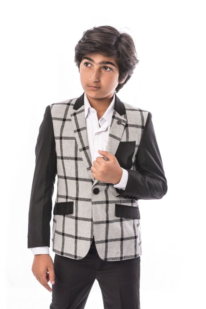 Elie Balleh Boys’ Windowpane Plaid Blazer