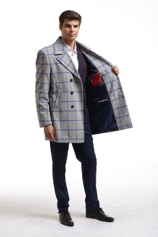 Elie Balleh Men’s Casual Long Coat – Grey thumbnail 2