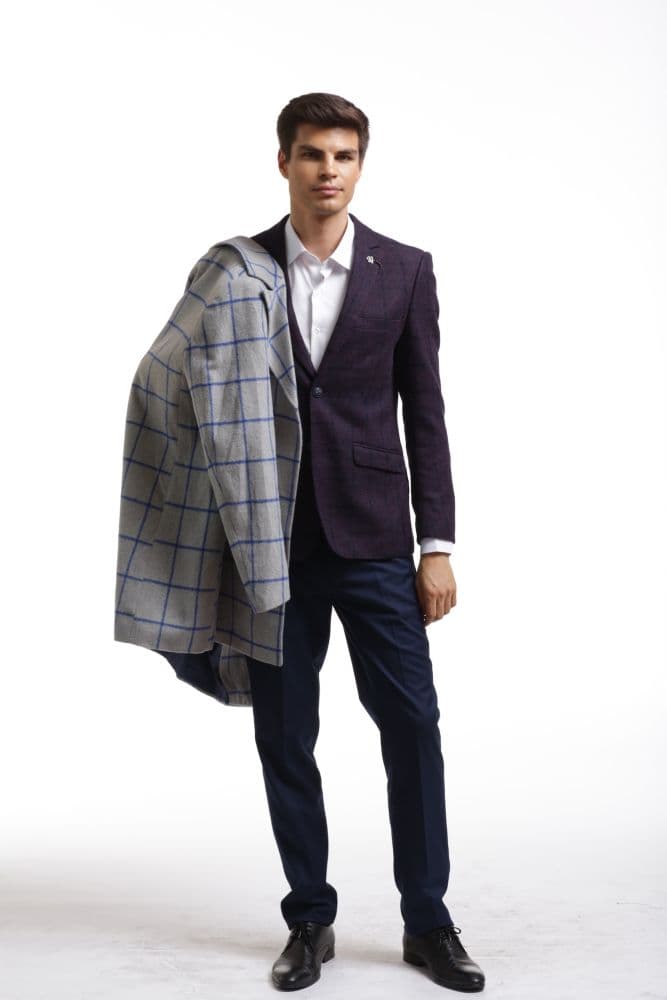Elie Balleh Men’s Casual Long Coat – Grey thumbnail 3