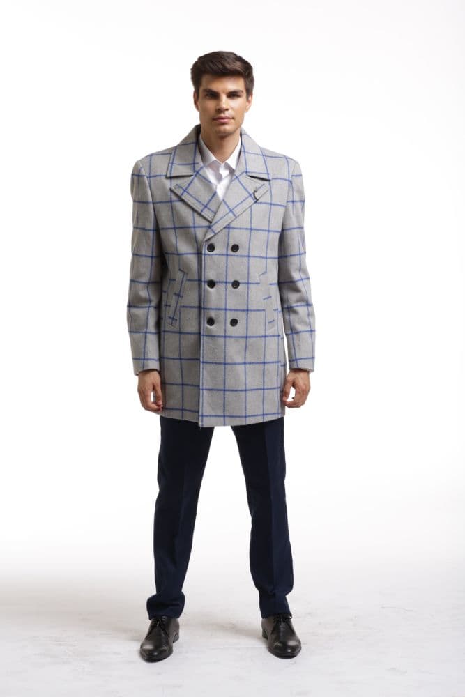 Elie Balleh Men’s Casual Long Coat – Grey
