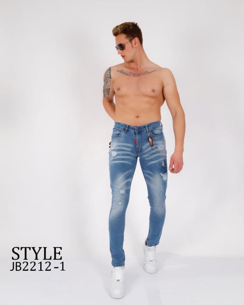 Distressed Slim Fit Jeans for Men