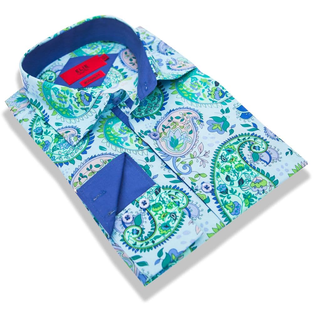 Elie Balleh Boys Slim Fit Paisley Dress Shirt