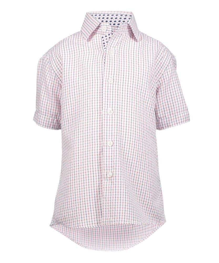Navy Plaid Short Sleeve Button-Down Shirt thumbnail 2