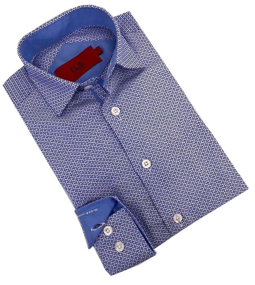 Elie Balleh Blue Tonal Neat Shirt