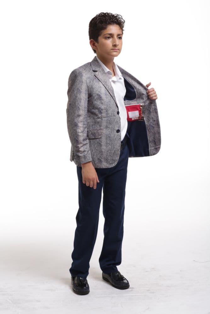 Elie Balleh Boys Velvet Printed Blazer thumbnail 2