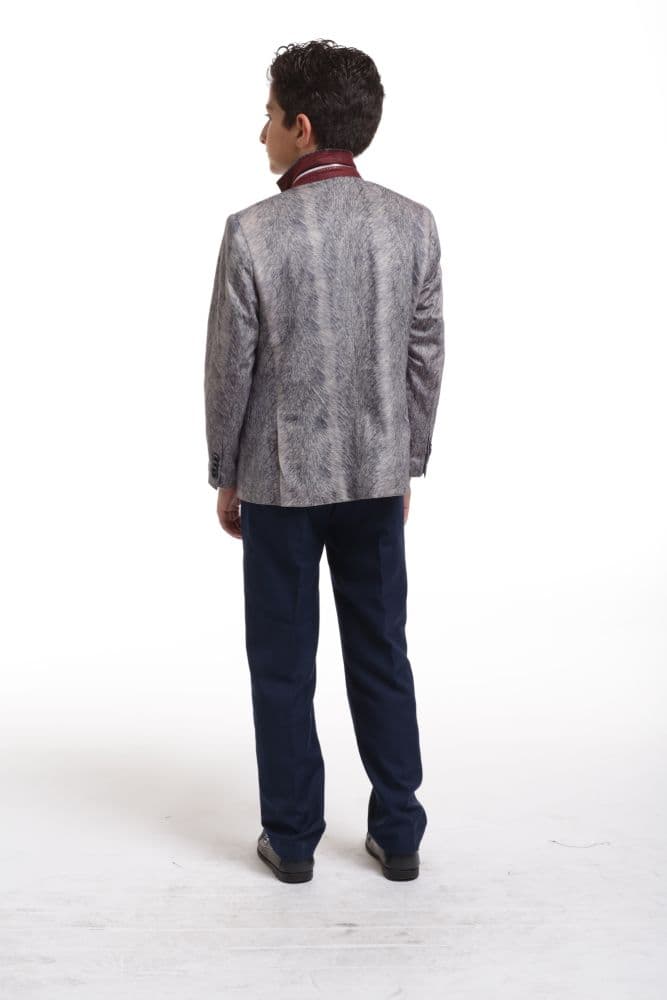 Elie Balleh Boys Velvet Printed Blazer thumbnail 3