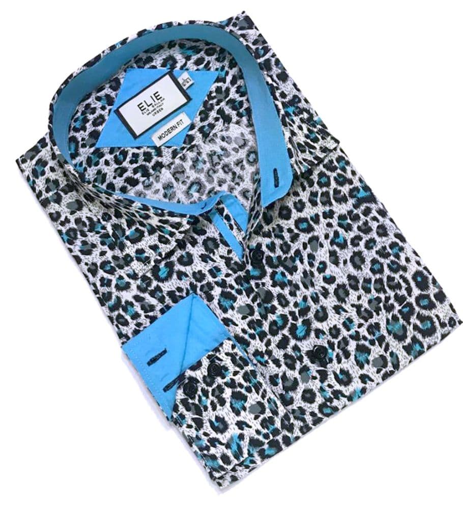 Elie Balleh Boy’s Slim Fit Leapord Button-Down Shirt