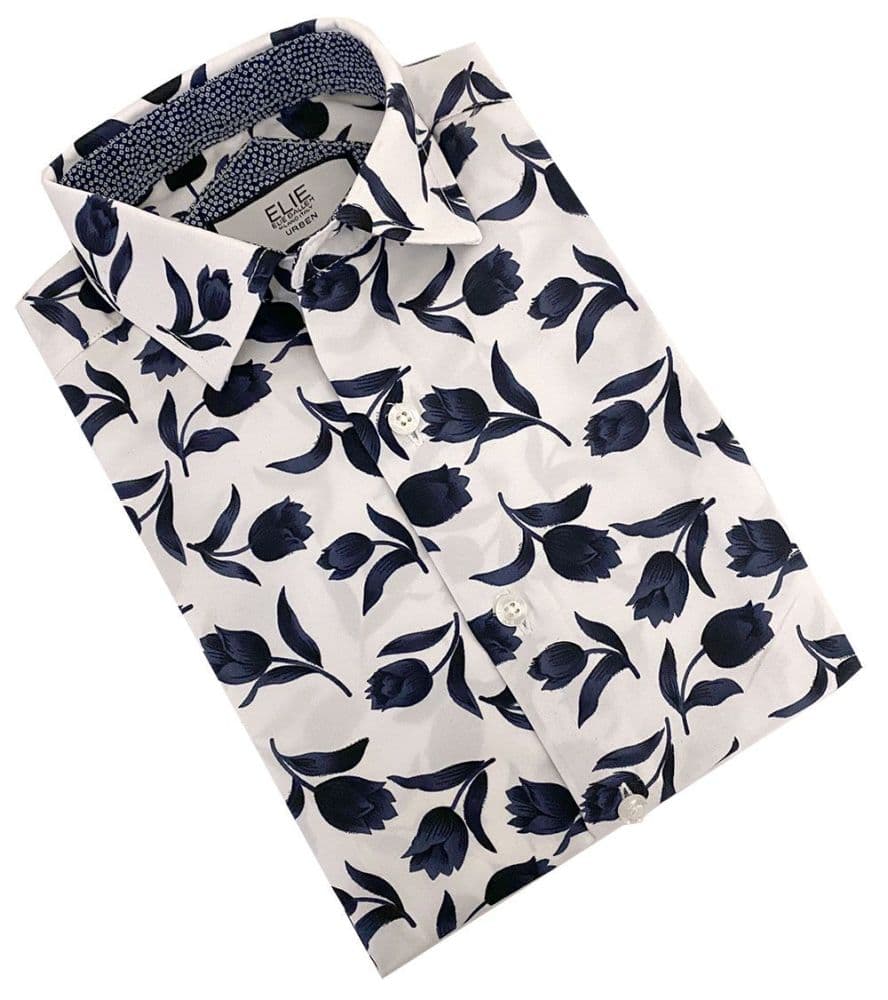 Elie Balleh Boy’s Navy Floral Button Down Shirt