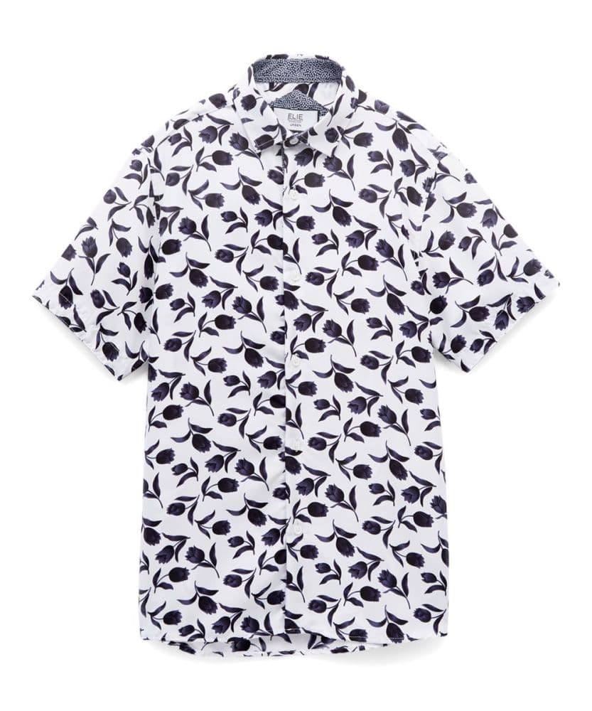 Elie Balleh Boy’s Navy Floral Button Down Short Sleeve Shirt