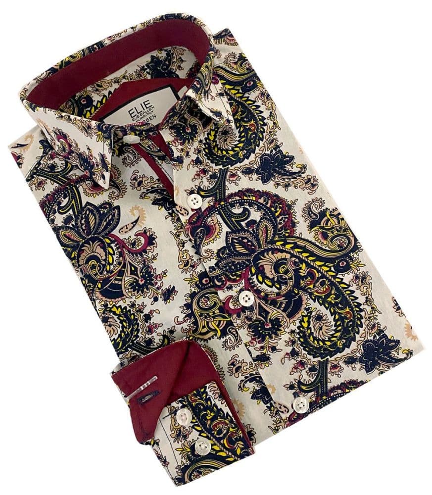 Elie Balleh Boy’s White Paisley Short Sleeve Shirt