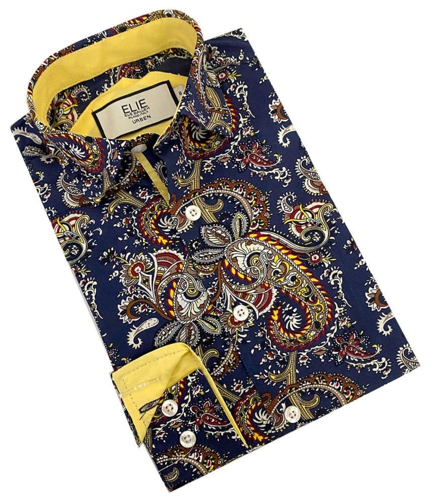 Elie Balleh Boy’s Navy Paisley Shirt thumbnail 2