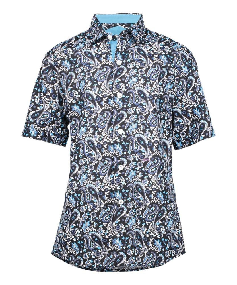 Elie Balleh Boy’s Blue Paisley Short Sleeve Shirt thumbnail 2