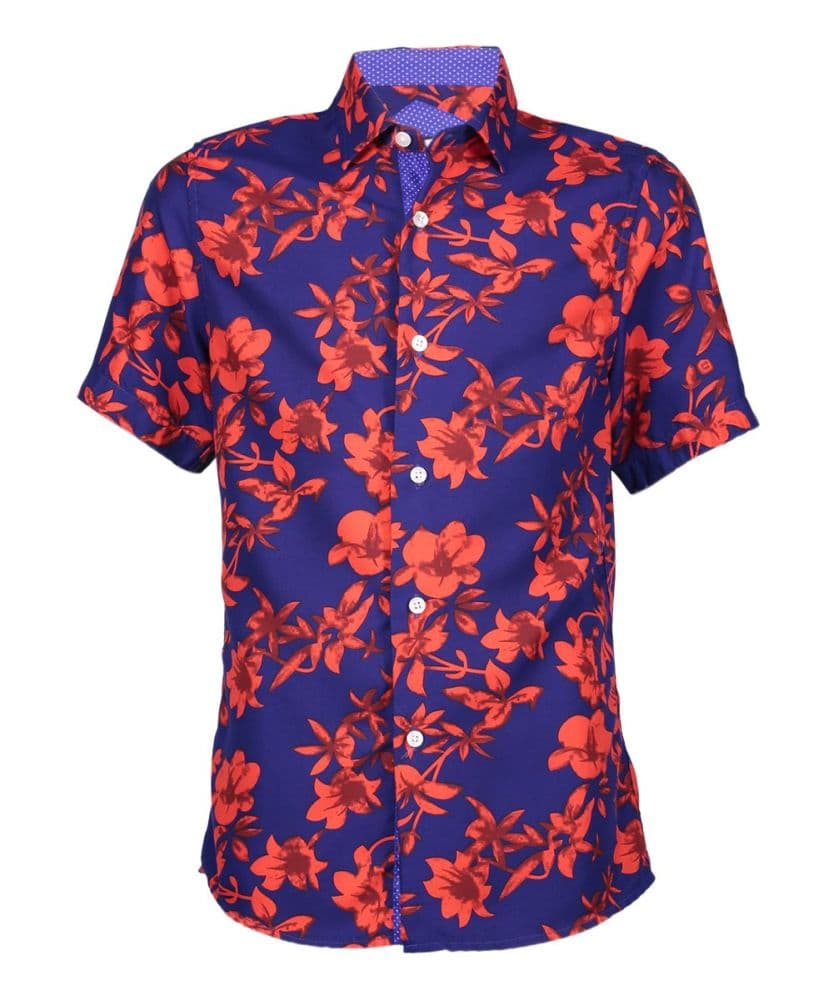 Elie Balleh Boy’s Black Floral Short Sleeve Shirt: Dark and Dramatic Style