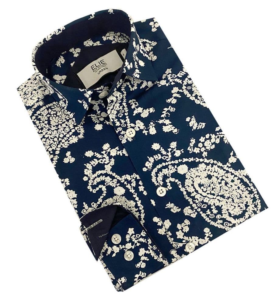 Elie Balleh Boy’s Navy Paisley Shirt: Timeless Style thumbnail 2