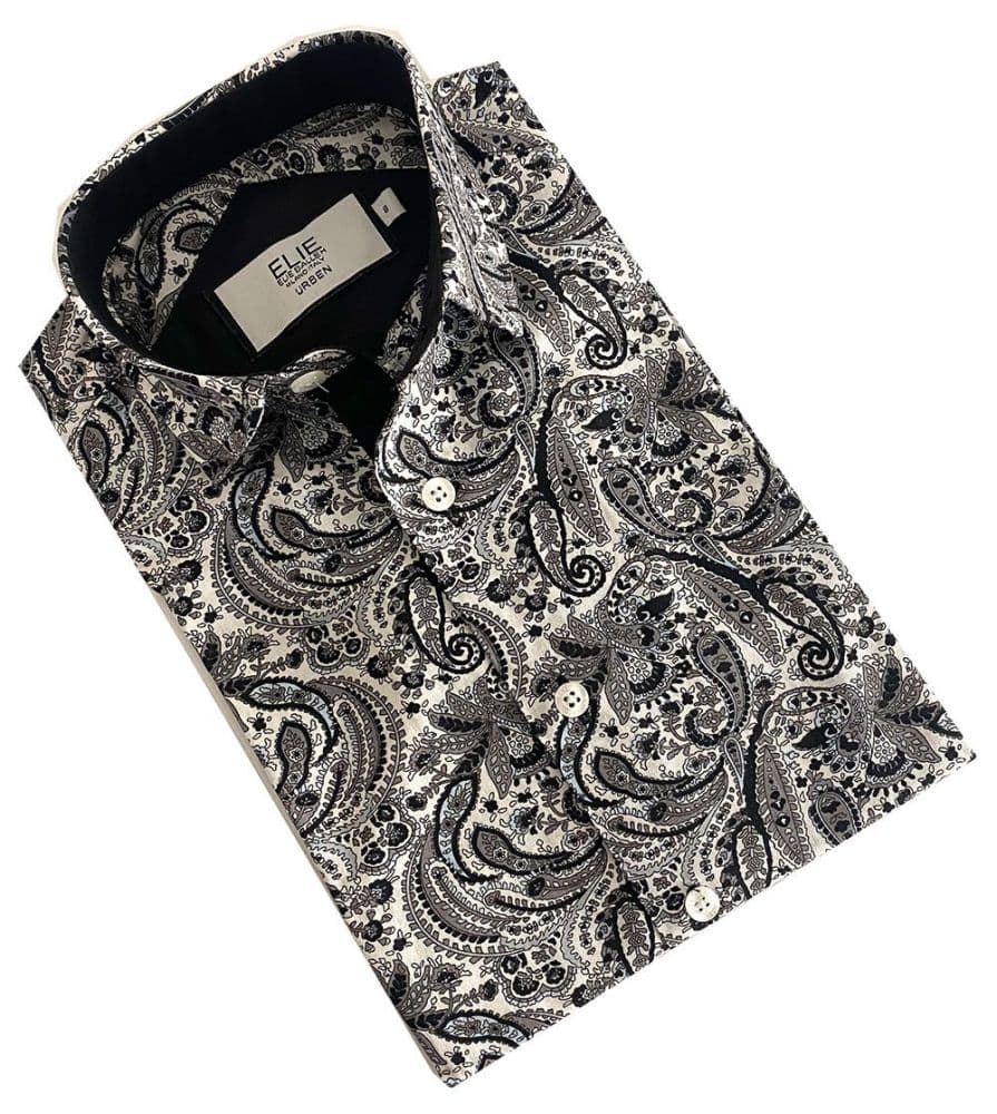 Elie Balleh Boy’s Black Paisley Shirt: Sophisticated Style