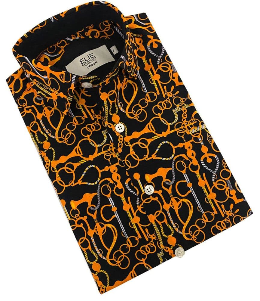 Elie Balleh Boy’s Black Geometric Shirt: Modern Edge