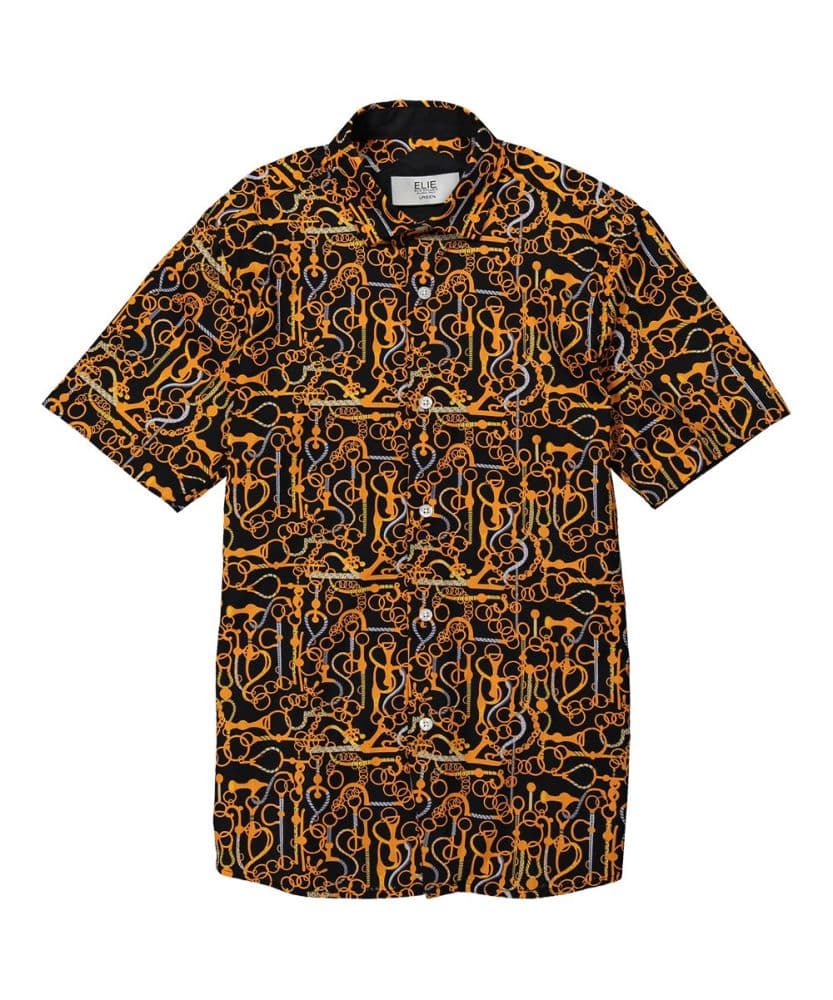 Elie Balleh Boy’s Black Geometric Short Sleeve Shirt: Modern Edge