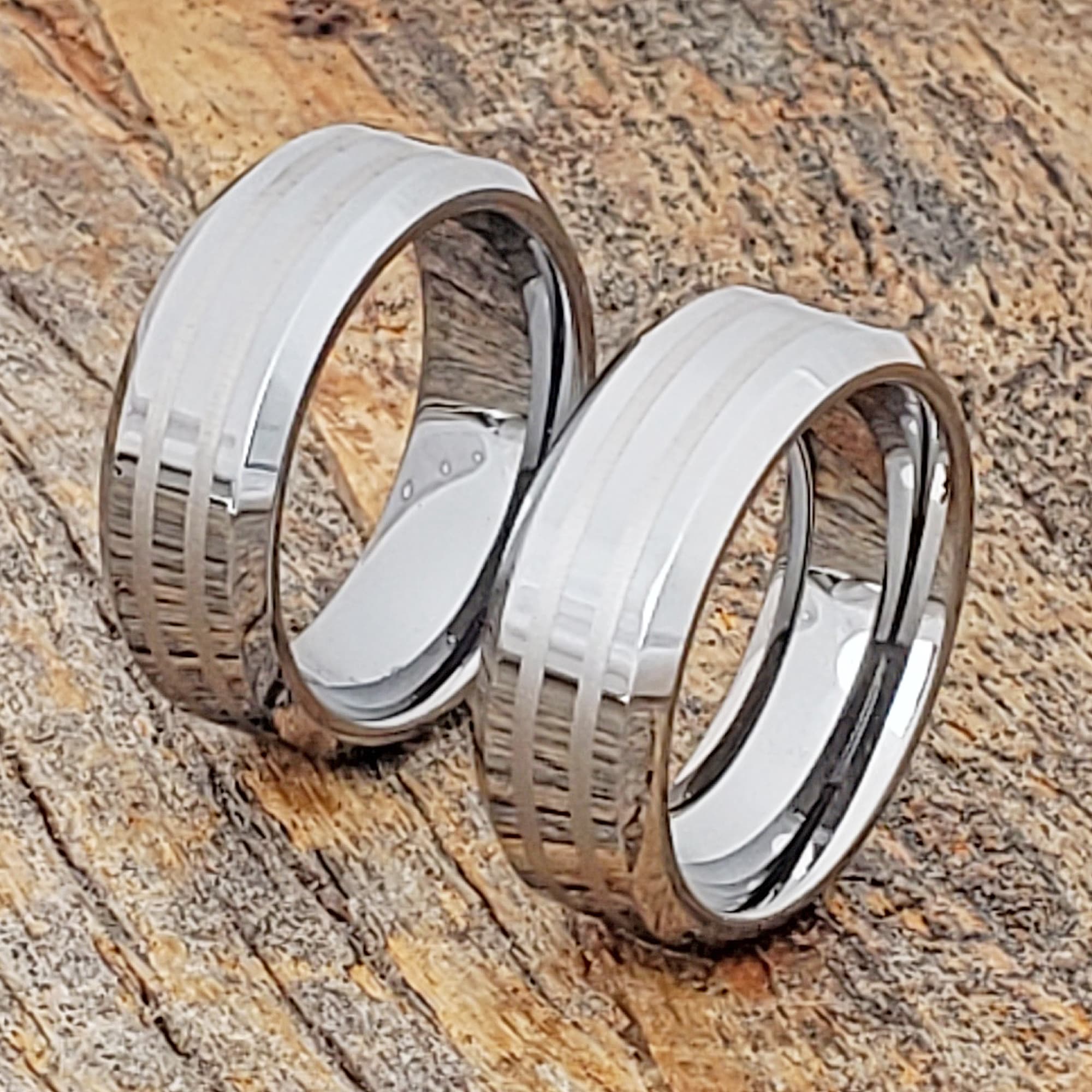 Leda Matching Engraved Inlay Rings thumbnail 4