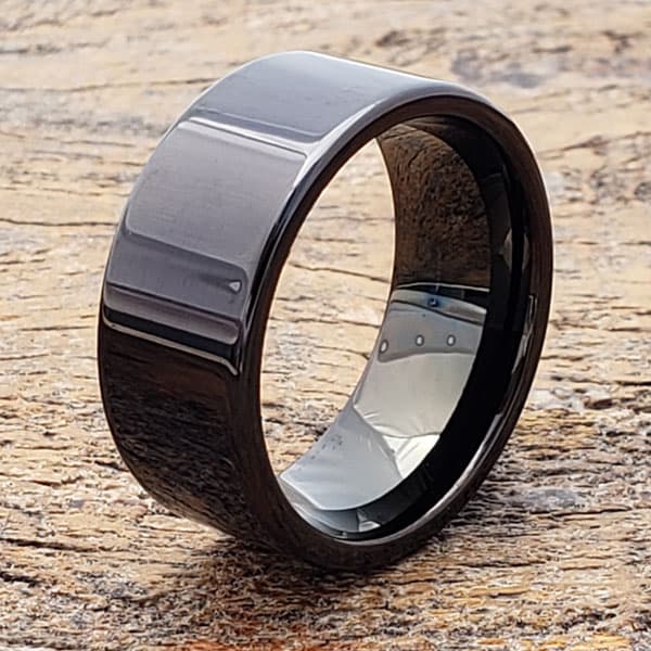 Europa Black Flat Mens Tungsten Rings thumbnail 2